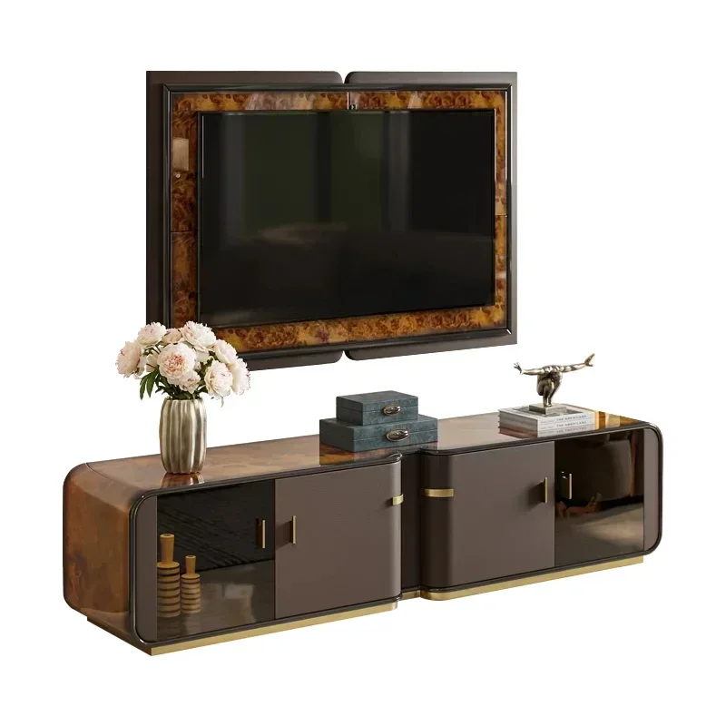 

Light luxury TV cabinet large apartment living room bedroom modern Italian leather coffee table combination cabinet