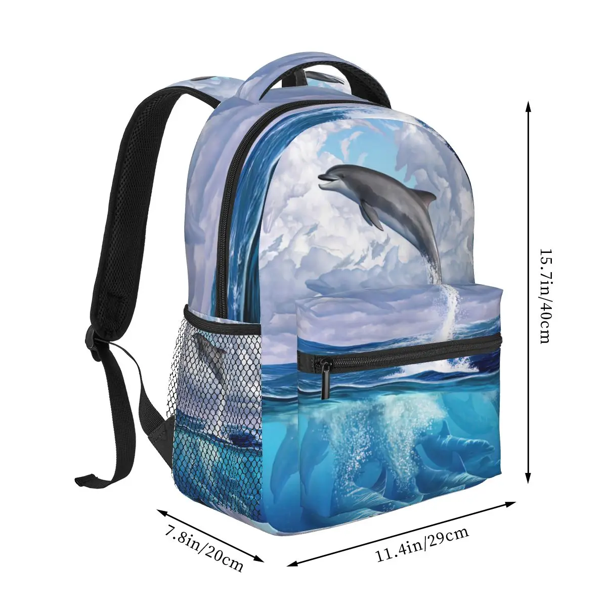 Dolphonic Symphony  Dolphin Backpack for Girls Boys Travel RucksackBackpacks for Teenage school bag