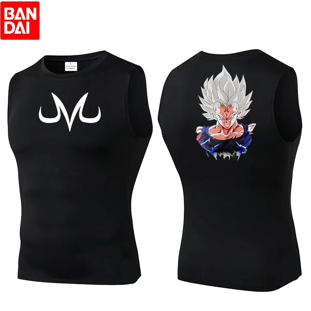 قمصان Dragon Ball للرجال للياقة البدنية وكمال الأجسام، ملابس رياضية للصالة الرياضية، سترات عضلية قابلة للتنفس، قمصان صيفية بدون أكمام باللون الأسود #1