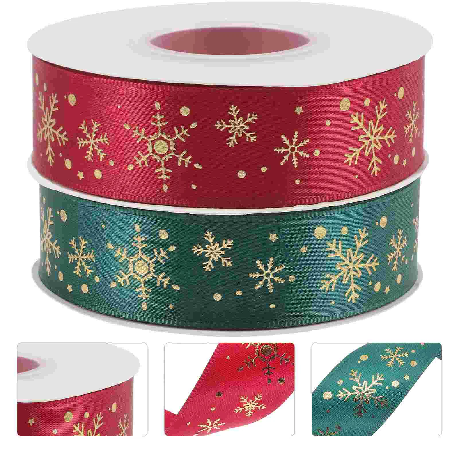 

2 Rolls Christmas Ribbon Wear-resistant Gift Ribbons Xmas Ornaments Decorative Tree