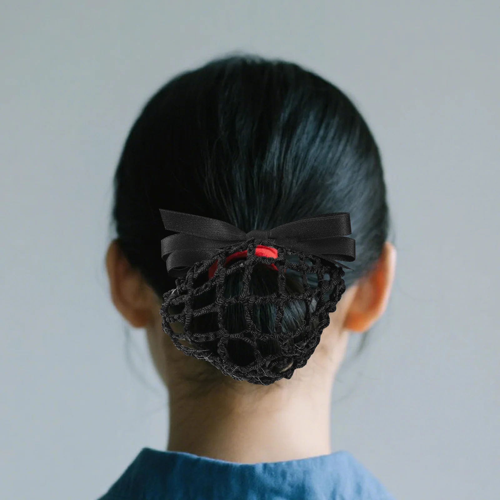 

2pcs Professional Snood Net Bowknot Mesh Hair Net Elastic Barrette Clip For Women Nurses Hospitals Banks Service Industries Hair
