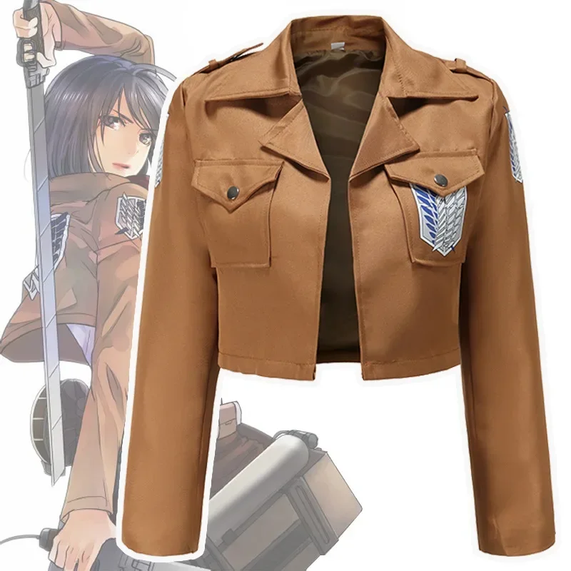 Anime Attack on Titan Mikasa Ackerman Cosplay Scout Regiment Commander Small Coat Spring Autumn Women Jacket Halloween Comic Con