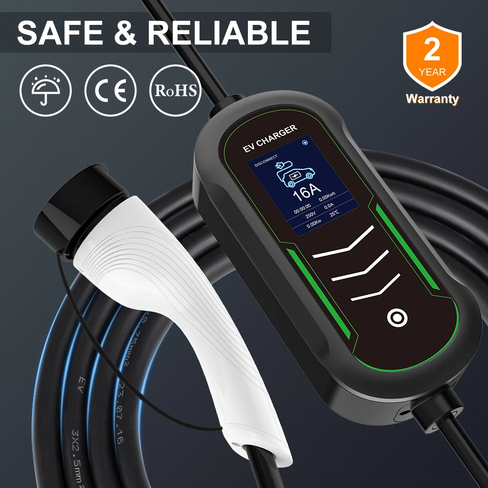 ADPOWEV 16A EV 充電器 Type2 IEC 62196 3.5KW BR UK AU 標準プラグ調整可能な電流電気自動車充電アクセサリー