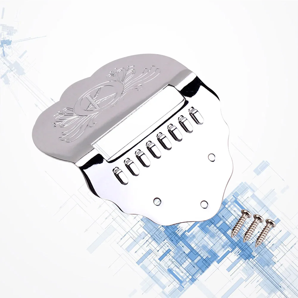 

8 String Mandolin Tailpiece Silver Metal Scalloped Electric Guitar Durable High Grade Improved Tone Volume Sustain