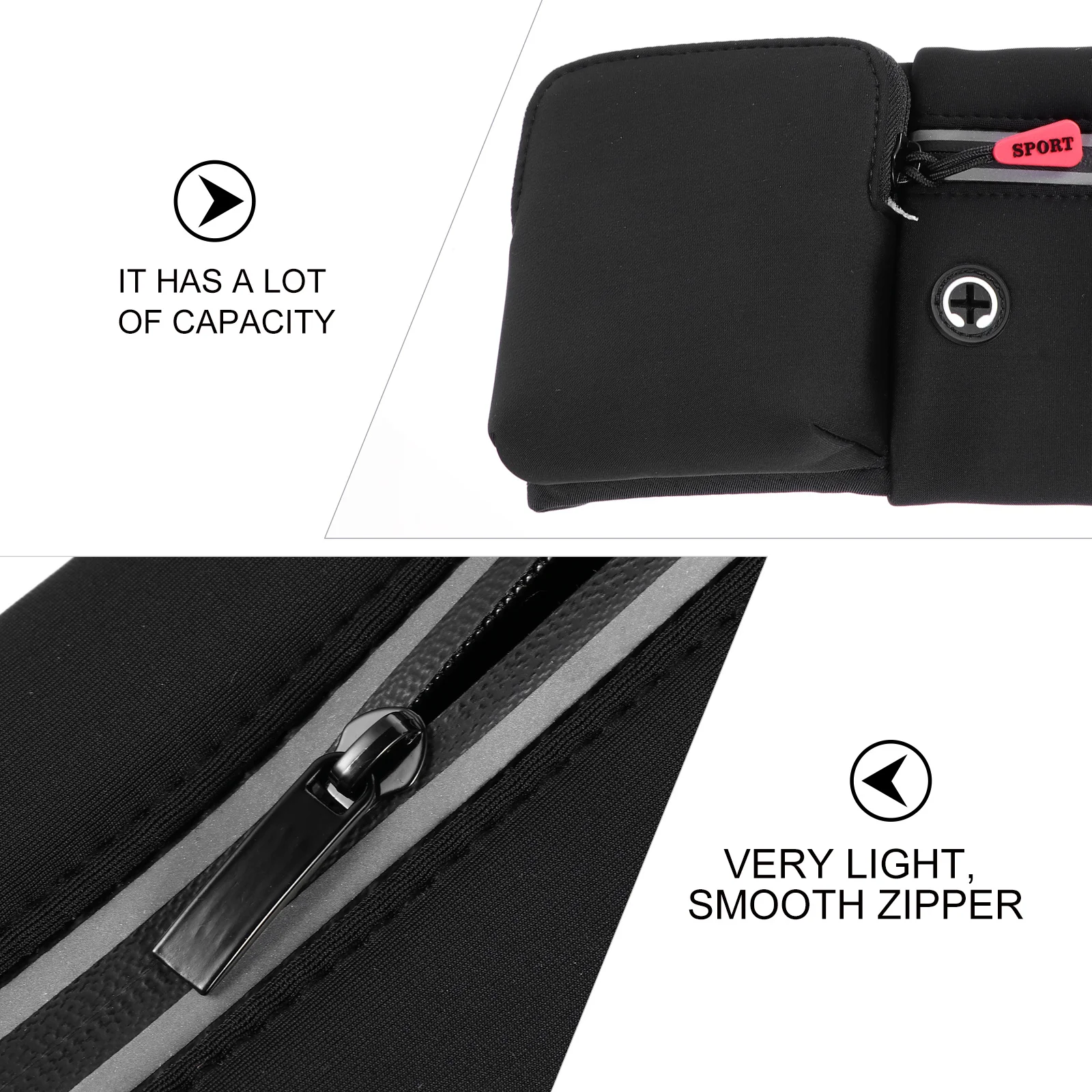 حقيبة خصر للجري مقاومة للماء وخفيفة الوزن مع حجرة واسعة للهاتف واللياقة البدنية في الهواء الطلق والركض وركوب الدراجات #4