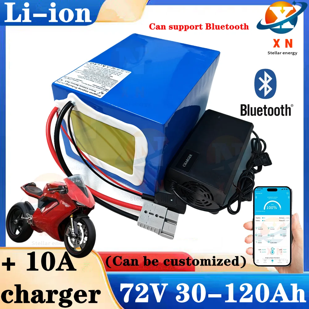 72v 40Ah 50Ah 60Ah 70Ah 80Ah 100Ah lithium ion battery with bluetooth BMS for 5000W scooter Motorcycle Forklift Crane truck