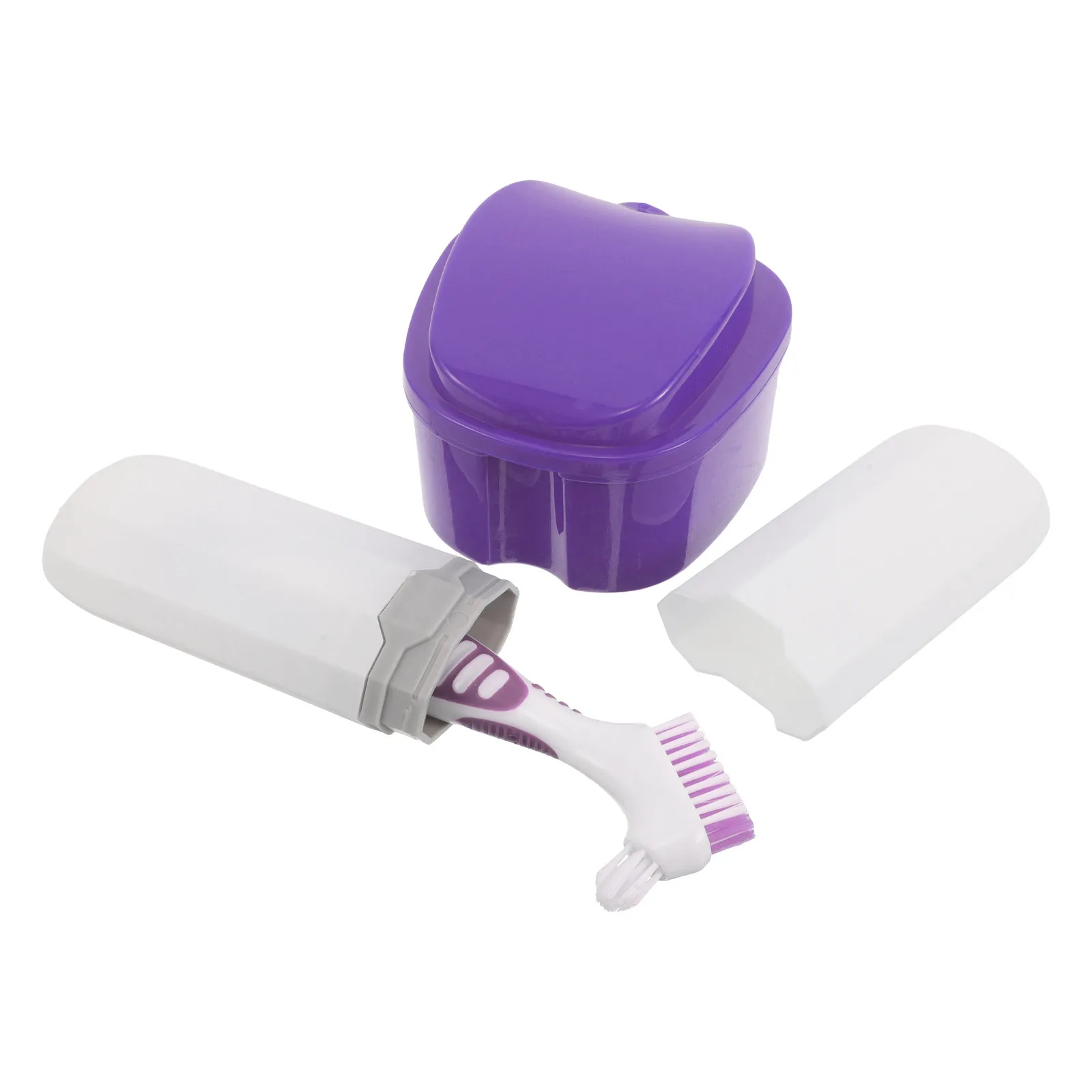 

1Set Denture Bath Case Portable Travel Toothbrush Case Soft Denture Brush Leakproof Storage Container False Teeth Retainer