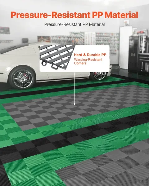 سجادة تصريف متشابكة مقاس 12 × 12 بوصة، بلاط أرضية معياري من البولي بروبيلين مكون من 40 قطعة، سجادة دش ومرآب غير قابلة للانزلاق، رمادي #2