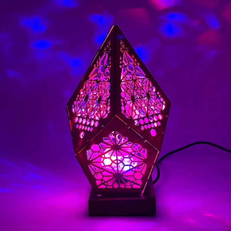 Wooden Night Light Diamond LED Bohemian Starry Sky Lights Polar Star Projection Lamp Multipurpose Colorful Night Light