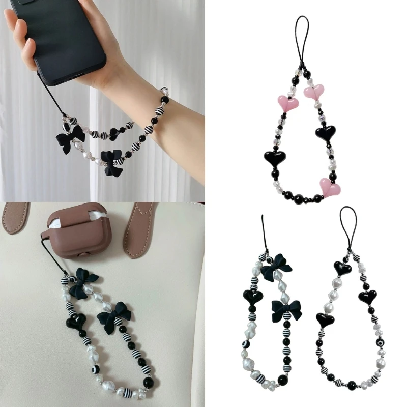 Candy-Colored Beaded Mobile Phone Chain Car Ornament Mobile Phones Charm Strap Keychain Bag Pendant Decoration Accessory