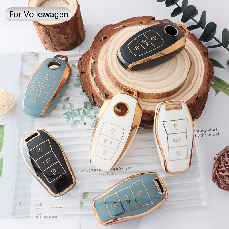 TPU Car Key Case Cover Protection Shell for VW Volkswagen Touareg 2017 2018 2019 2020 2021 Keyless Holder Keychain Accessories