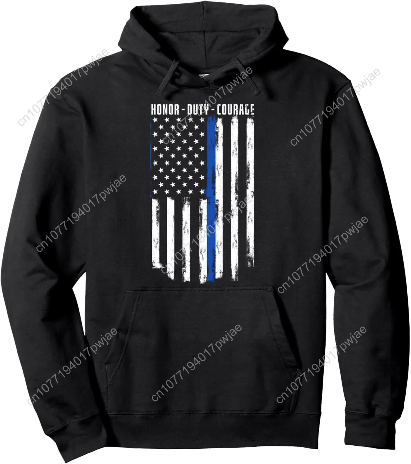 

Honor Duty Courage | Thin Blue Line Pullover Hoodie