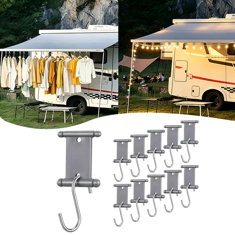 4/8PCS RV Awning Hooks Heavy Duty Metal S Hooks For Camper Motorhome Caravan Sun Canopy Tent Storage Accessories Outdoor Supplie