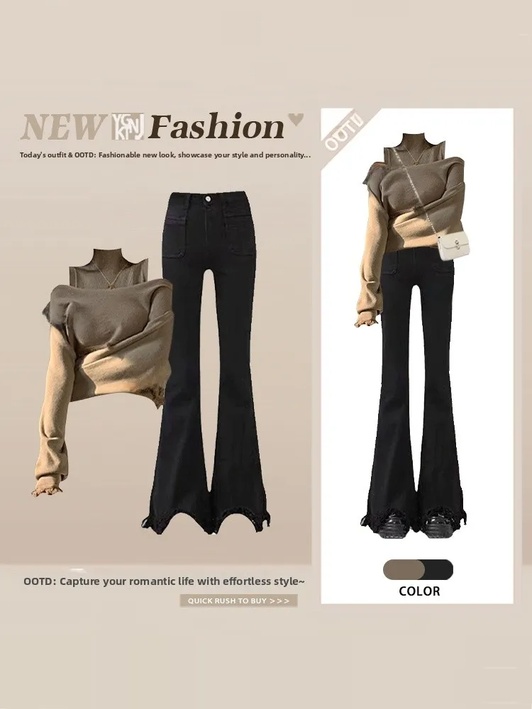 

Faionable oulder-baring Sweater Vest High-waisted Jeans Women's Spring New Arrival Tee-piece Set Ele Versatile Ense...