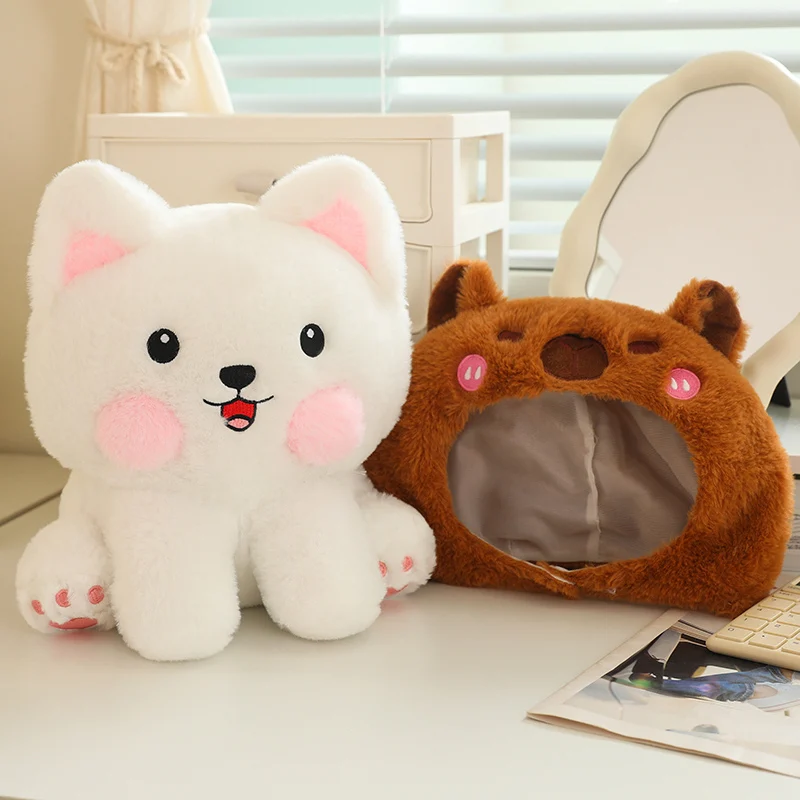 Cartoon Animals Plush Lucky Cat Shark Capybara Series Dolls Soft Standing Animal Toys  Baby Comfort Pillow Christmas Gifts