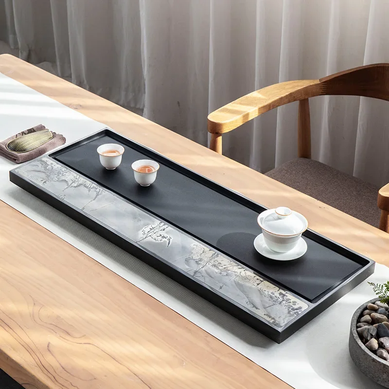 Natürliches, schwarzes Gold, chinesische Malerei, Stein-Teetablett, Haushalt, leichter Luxus, modern, schlicht