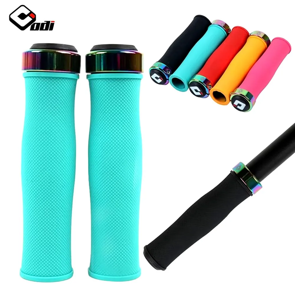 ODI 2pcs MountainBicycle Handlebar Grips Super Soft Silicone Anti-slip Handlebar Cover With Lock Ring Bike Accessories