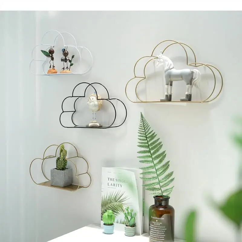 Nordic Wind Muur Opbergrek Slaapkamer Decoratie Display Stand Wolk Vorm Metalen Frame