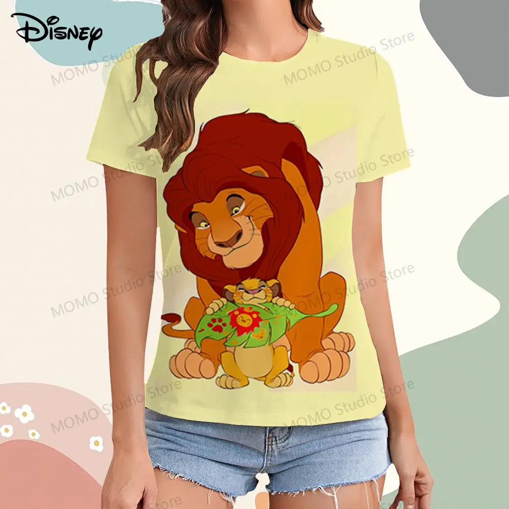 

Simba T-shirt Women's Disney The Lion King 2025 Leisure Summer Youthful Woman Clothes XS-3XL Short Sleeve Tee Y2k T-shirts Tops