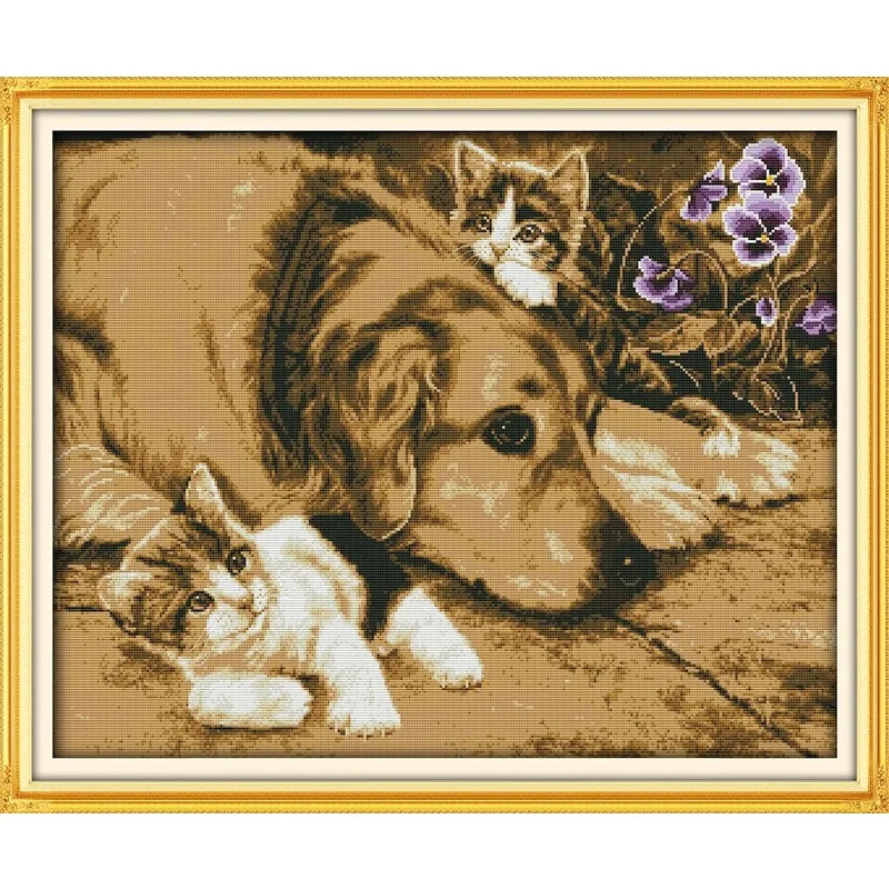 

Intimate partner cross stitch kit 14ct 11ct pre stamped canvas cross stitching animal lover embroidery DIY handmade needlework