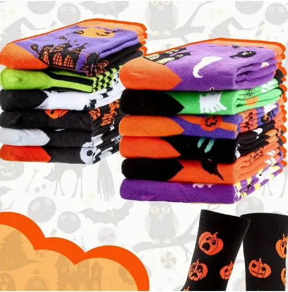 6 paia di calzini di Halloween calzini di natale di Halloween per uomo donna Fun Cute Colorful Crew Socks regali per uomo donna