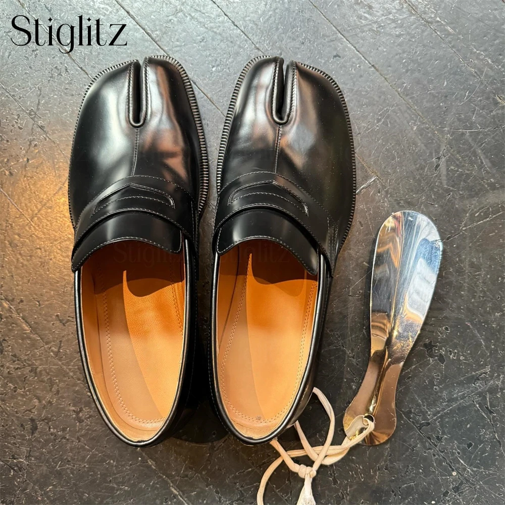 

Multicolor Leather Tabi Loafers Slip on Novelty Designer Style Dress Shoes Brown Patent Leather Spite Toe Loafers Custom Colors