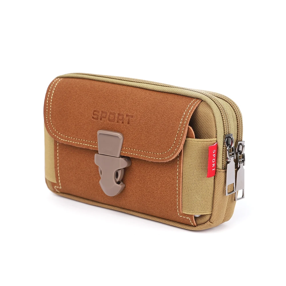 Outdoor Heren Canvas Heuptasje Pocket Sport Telefoon Portemonnee Reis Rits Riem Bum Etui