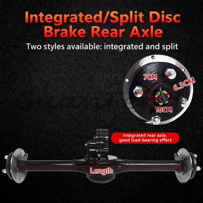 Electric Tricycle Rear Axle Assembly Integrated Differential Split Gear Set Power Motor Disc Brake Replacement Part