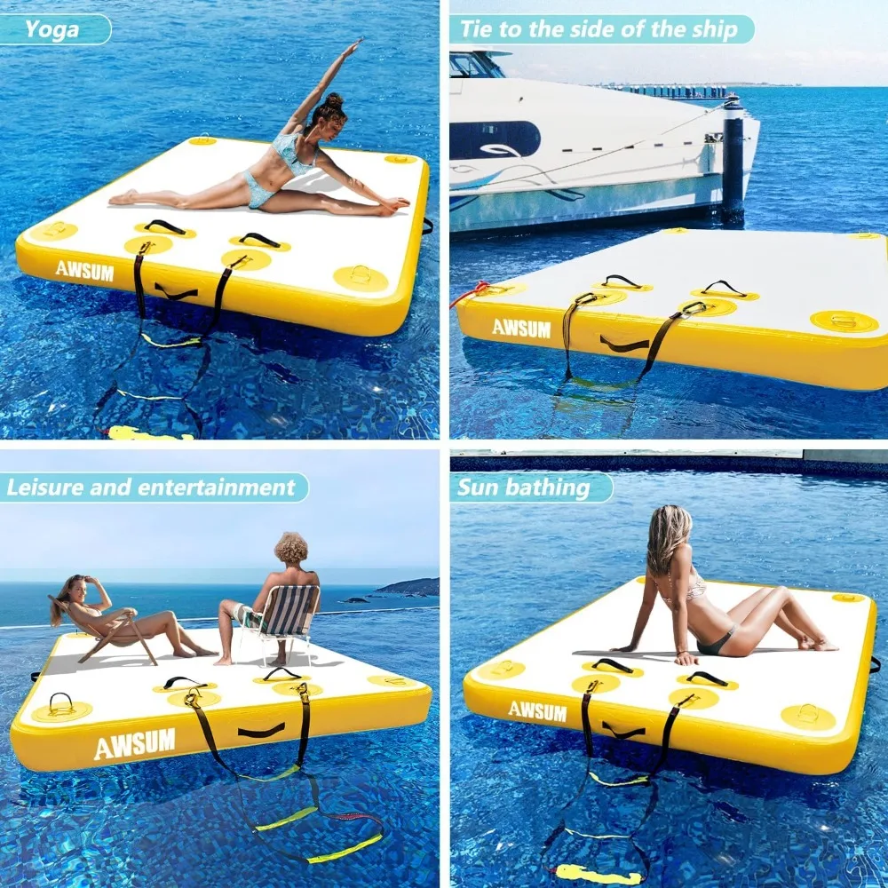 ock Platform Floating Island Raft with None-Slip Surface for Pool Beach Ocean