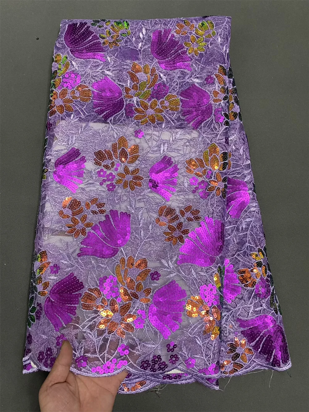 

2026 African Nigerian High-Quality Sequins Embroidery Tulle Lace Fabric 5 Yards Sewing Beads Stone for Prom Sewing Dresses