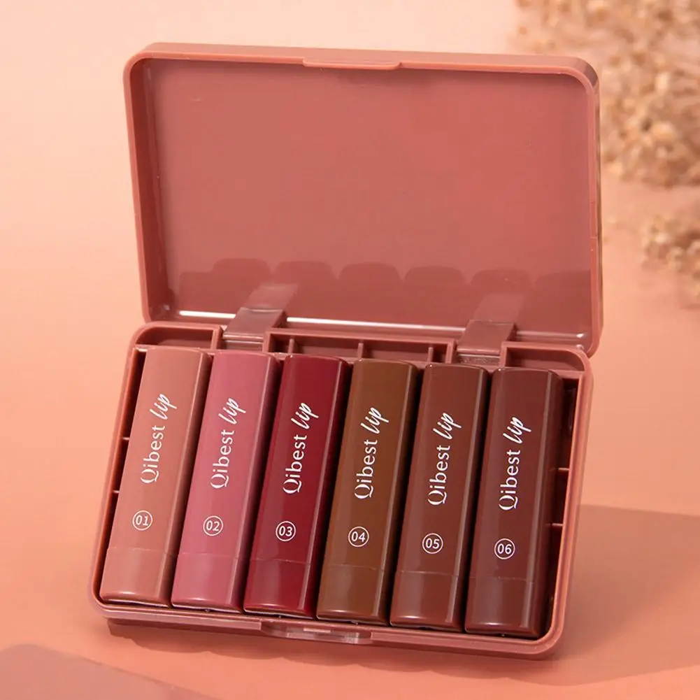 6 colors/1set Matte Red Brown Velvet Lipstick Tapered Gradient Lip Liner Waterproof Non Stick Contouring Tint Lipliner Set