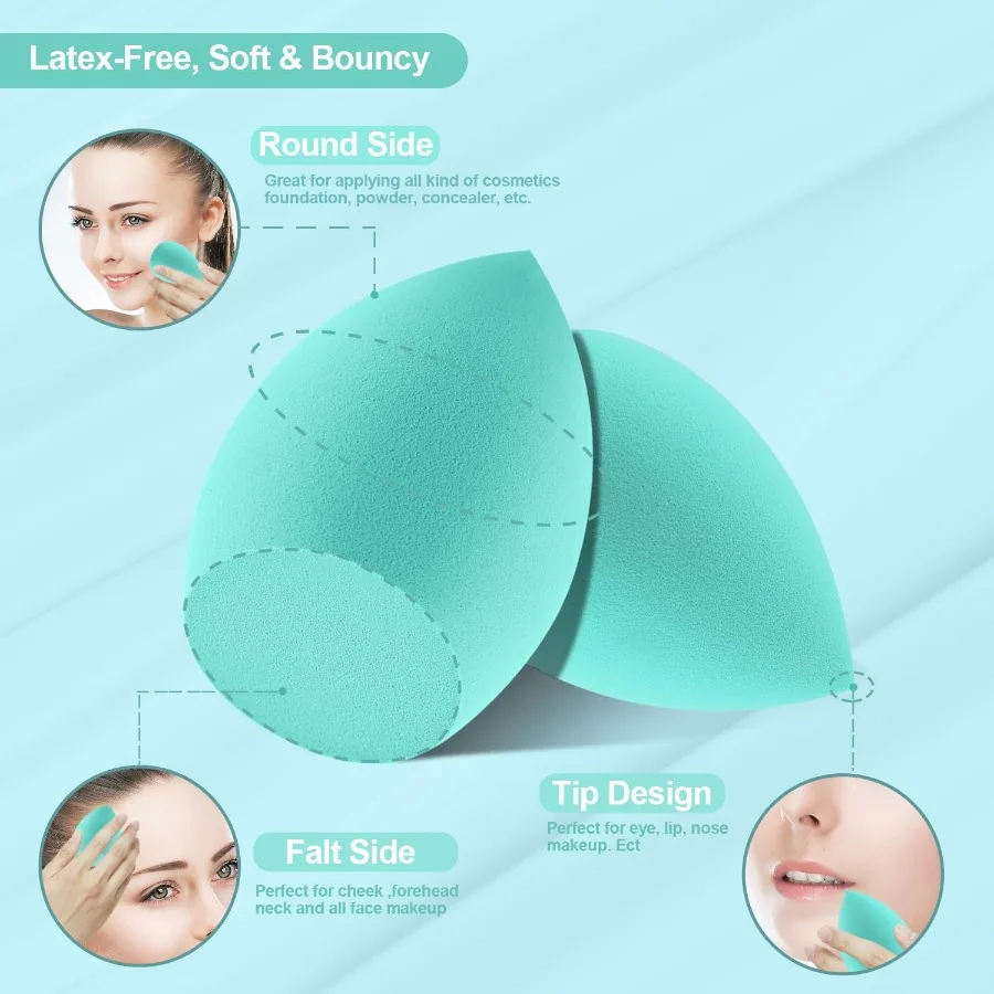 Pennelli per trucco 16 pezzi Pennello per trucco professionale con set di spugne per trucco Fondotinta sintetico premium Correttori per sopracciglia Kabuki Bl