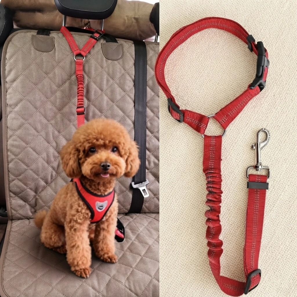 Harnais et laisse réglables deux en un pour chien, ceinture de sécurité automatique pour siège arrière, pour chiots et chats de petite et grande taille, équipement de protection pour siège auto de voyage 2027