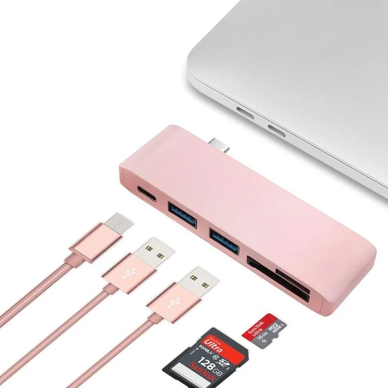 USB C Hub To TF SD Reader Slot Hub 3.0 PD Thunderbolt 3 USB C Hub Adapter for MacBook New Pro Air 12 13 15 16 2020 2019 A2141