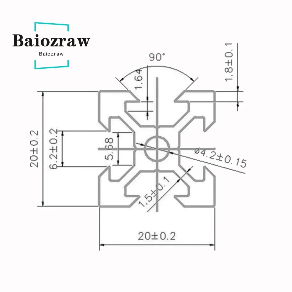 1 Stuks Zwart 100-800 Mm 2020 V Slot Aluminium Profiel Extrusie Voor 3D Printer Cnc Graveermachine schieten Track Houtbewerking Diy