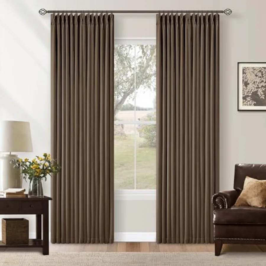 

Комплект из 2 плиссированных светонепроницаемых штор (80 дюймов) для гостиной, 100% затемнение, 80 дюймов, длинные плиссированные шторы для спальни