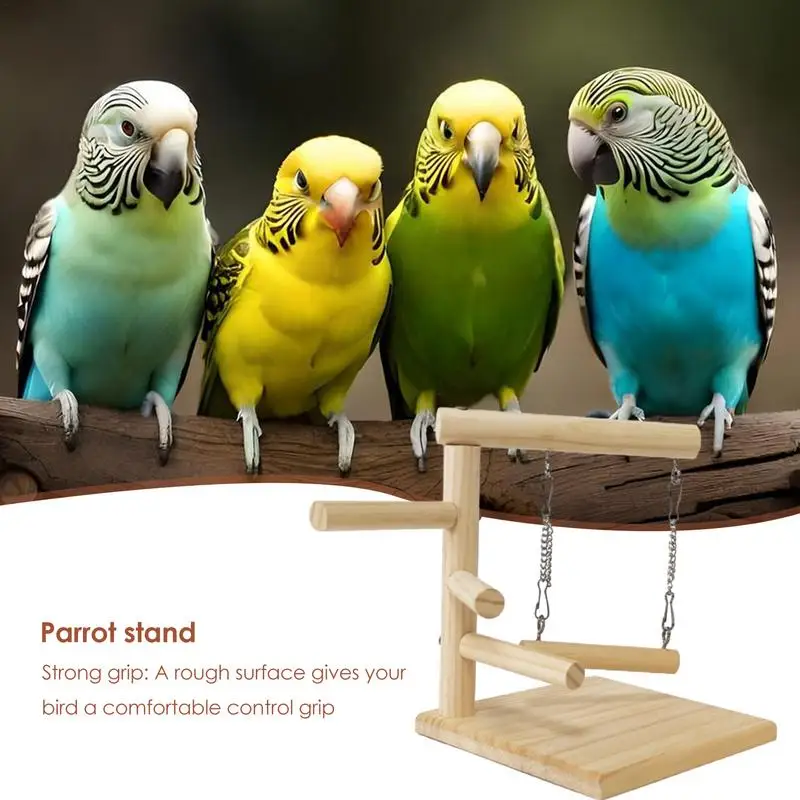 Parrot Perch Wood Stand Non Slip Durable Bird Tree For Budgie Parakeet Toy Supplies Training Stand Pole Interactive Playground