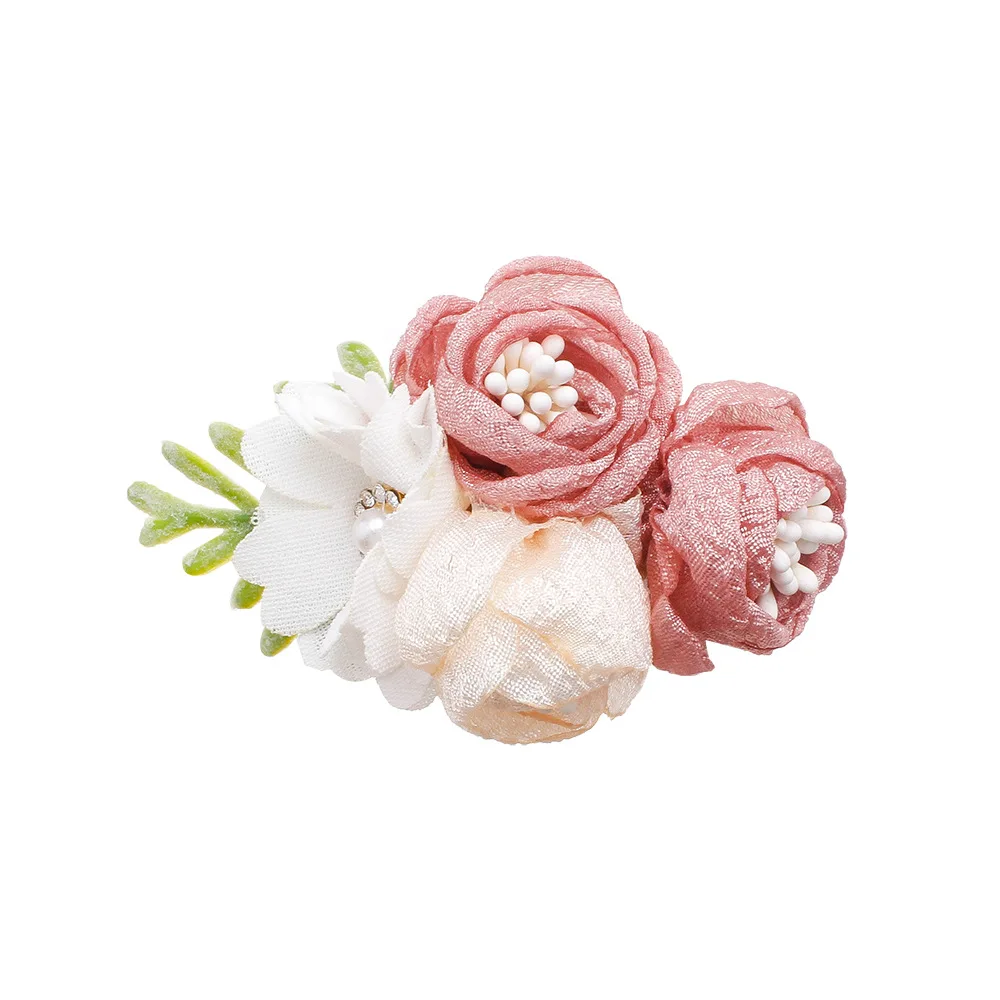 Pink Imitation Flower Hair Pins Headdress Hair Ornaments Princess Versatile Fresh Natural and Lovely Hair Clips for Baby Girl