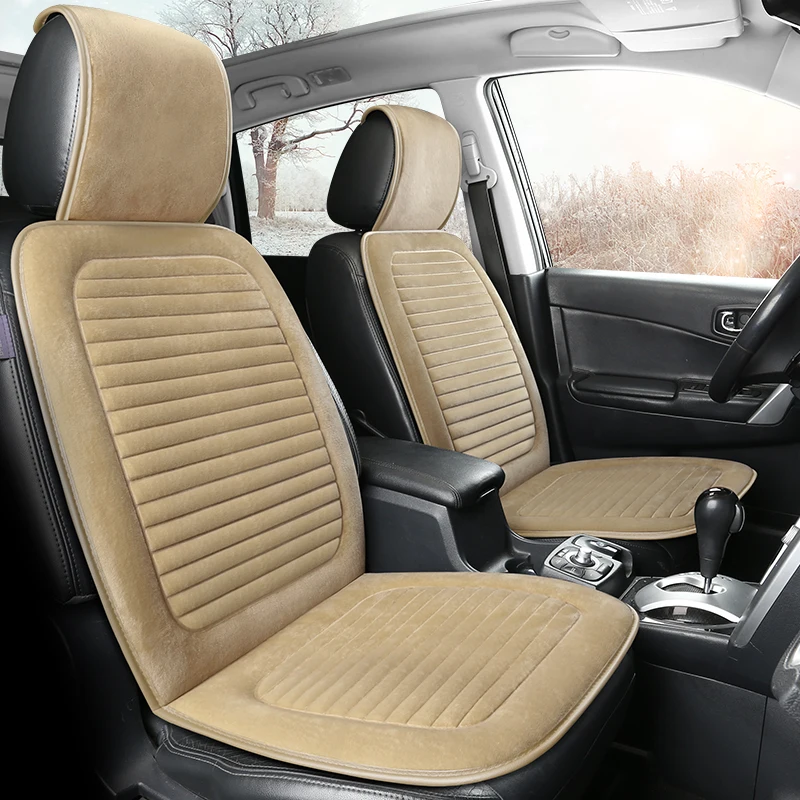 Winter short plush car single seat cushion thickened warm non-slip integrated single seat cushion