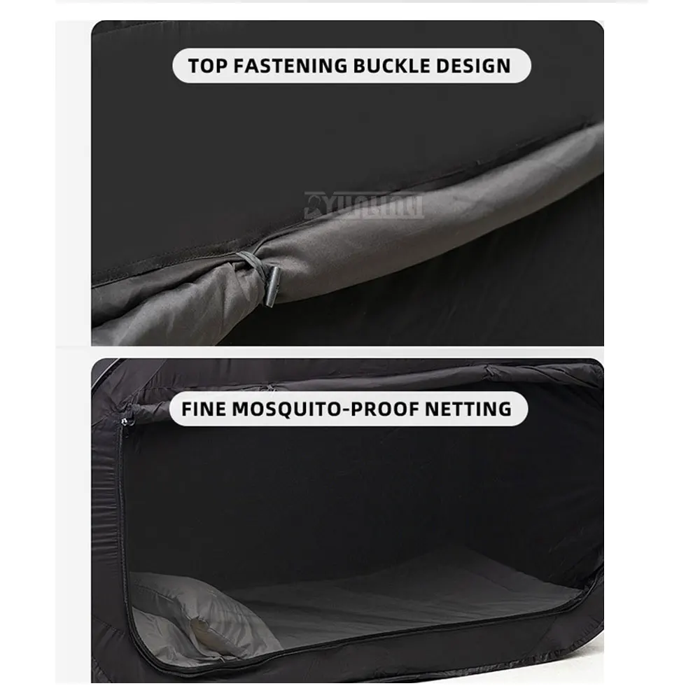 Folding Bed Tent:All-in-One Dual-Purpose Light-Blocking Outdoor  with Fully Enclosed Isolation Bed Curtain and Mosquito Net