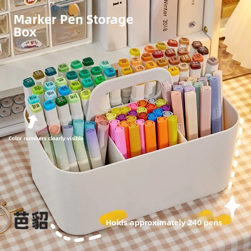 

Portable Large Capacity Marker Pen Storage Box Children's Desk Watercolor Pencil Stationery Drawing Multi-functional Case