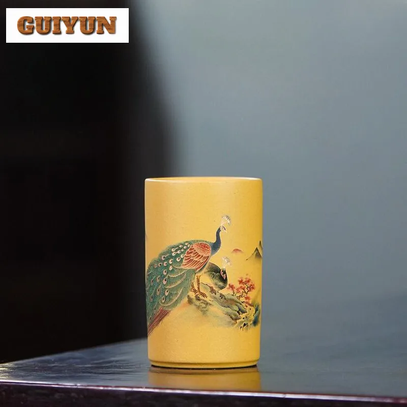 

180ml Yixing Purple Clay Peacock Teacup Handmade Tea Bowl Cup For Tea Tea-tasting Meditation Cup Chazhan Master Cups Teaset Gift