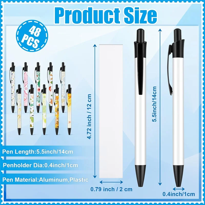 Sublimation Pen Blank Sublimation Coated Pens Heat Transfer Pens With Heat Shrink Packaging For DIY Office Home 36Pcs