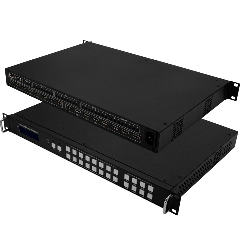 

18Gbps 4K60 8x8 4K UHD HDMI Matrix with 2x2 Video Wall Controller