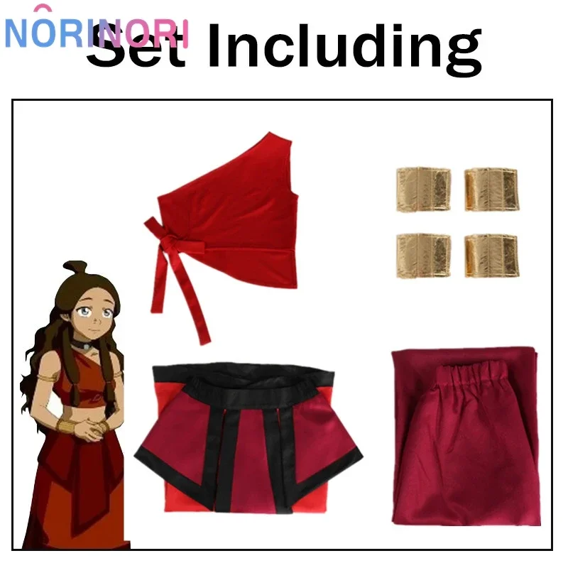 애니메이션 아바타 마지막 에어벤더 카타라 코스프레, 파이어 네이션 코스프레, 코스튬 레드 유니폼, 성인 여성 할로윈 카니발 의류