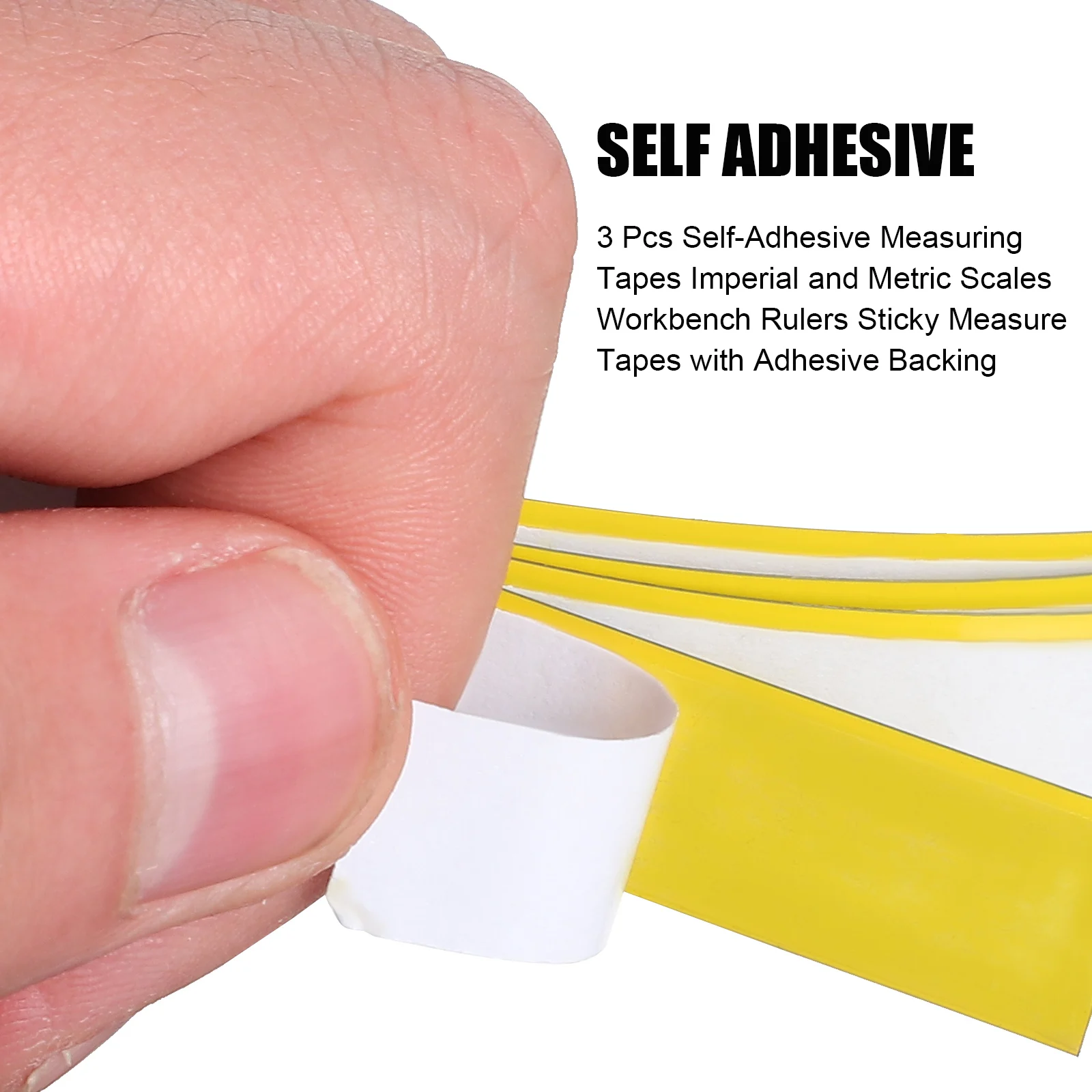 

3 pcs Adhesive Tape Measure Sticky Ruler Self Tapes Mesuring Carbon Steel Workbench Sewing Drafting Crafting T Rail Carpenter