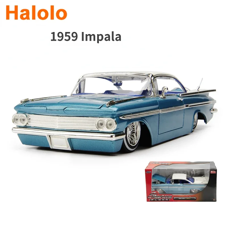 

Винтажный Классический автомобиль CHEVY IMPALA в масштабе 1:24, 1959, модель автомобиля из литого металлического сплава, игрушки для Chevrolet, коллекция подарков для детей