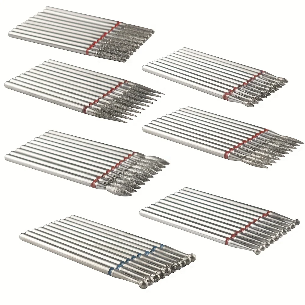 10Pcs Diamond Milling Cutter For Manicure Electric Nail Drill Bits Accessory Pedicure Machine Nail File Gel Remover Tool