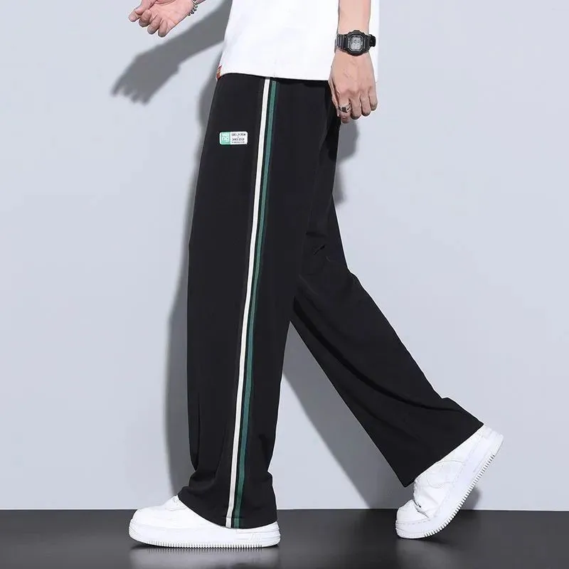 Summer Ice Silk Long Pants For Men Outdoor Invisible Zipper Breathable Thin Sports TrousersTrendy Versatil