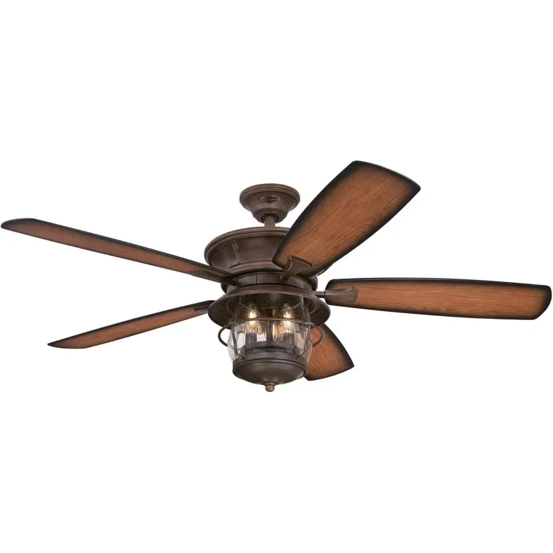 7233400 Brentford Indoor Ceiling Fan with Light, 52 Inch, Aged Walnut